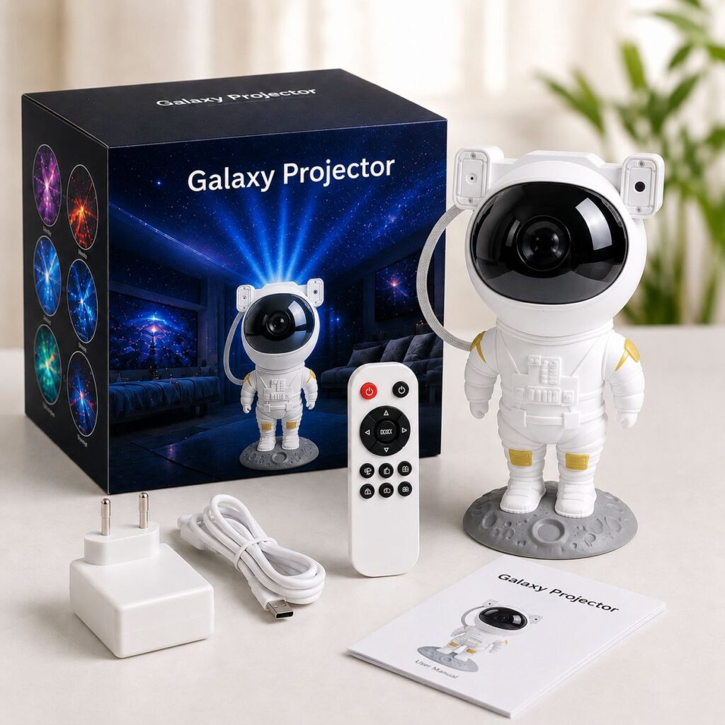 Confezione del Mini Proiettore 5D Galaxy con telecomando e accessori
